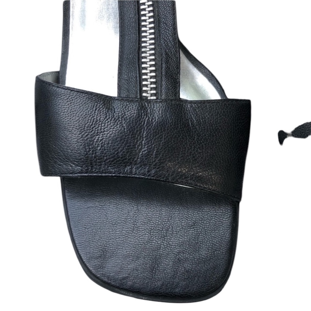 Carlos Santana size 10 black & silver slingback working zipper detail NWOT